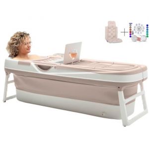 Baignoire Pliable Adulte - HelloBath&reg; - XXL 157x60x48 cm - Portable - en polypropyl&egrave;ne (Couleur - Sable br&eacute;silien)