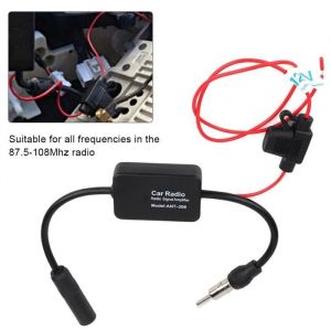 Antenne Stéréo De Voiture 12V Amplificateur Radio Fm Am Amplificateur De Signal En Ligne Noir -NIM