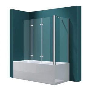 Mai & Mai Pare-Baignoire Transparent 70x130x140cm 4 Volets Paroi pour Baignoire en Verre ESG avec Rev&ecirc;tement NANO Easy Clean C116L