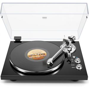 Platine vinyle Bluetooth &agrave; entra&icirc;nement par courroiesortie USB num&eacute;riqueconversion vinyle vers MP3finition &eacute;l&eacute;gante noire
