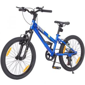 Leawin Vélo Enfant 20 Pouces Bleu – VTT Garçon Fille 6 à 10 Ans – Monovitesse – Freins V-Brake – Cadre Acier – Vélo Junior