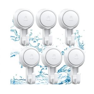 Lot 6 Crochet Ventouse Mural Puissante 5KG Crochet Vacuum Plastique Porte Serviette Peignoir Couronne Manteau Torchon &agrave; Ventouse