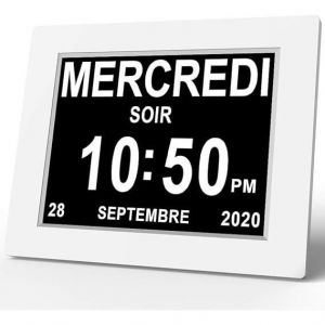 8 Pouce LCD Horloge Numérique Calendrier avec Date adaptée aux seniors horloge Alzheimer avec grands chiffres