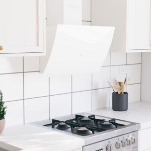 5888&JILI&reg; MODERMNE Hotte d&eacute;corative &eacute;l&eacute;gant Hotte aspirante murale 60 cm Acier et verre tremp&eacute; Blanc - professionnelle