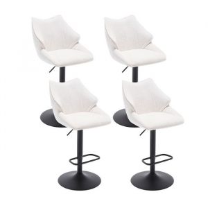 Wahson Tabouret Bar Lot de 4 Chaise Bar Moderne Haute Réglable en Hauteur Tabouret de Bar et Chaise de Bar pour Cuisine Blanc