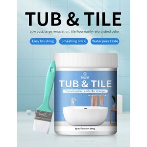 Peinture de bain blanc brillant Kit de réparation pour baignoire émail de bain - 300 g - Formule à séchage rapide carrelage