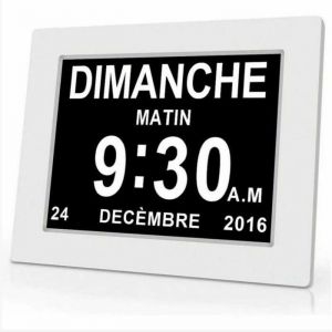 Horloge calendrier numérique One Piece 7 pouces horloge Alzheimer avec rappel de médicaments blanc 204x143x24 mm YYV