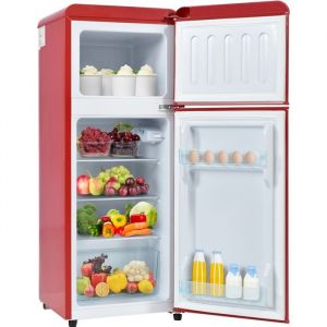 Réfrigérateur vintage volume total 92 litres Porte et étagère en verre - 27 ° C ~ 13 ° C rouge
