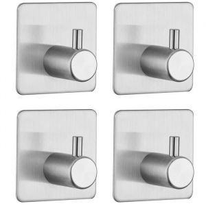 Lot de 4 crochets adh&eacute;sifs porte serviette 3M Salle de bain Cuisine Crochet mural en acier inoxydable - 45X45X29mm