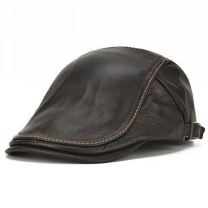 Casquette plate - LA SPEZIA - Marron - Cuir véritable - Taille M (55-60 cm) - Automne/Hiver