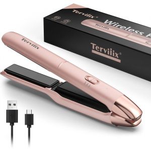 Portable Lisseur Sans Fil Max 220C Mini Lisseur de Voyage Fer a Lisser et Bigoudi Rechargeable 2 en 1 avec Infusion dHuile dArg