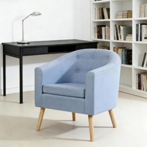 MIPAN. Fauteuil Retro en Baroque Canap&eacute; 1 Place avec Pieds en Bois avec accoudoirs et Dossier pour Chambre et Salon - Bleu