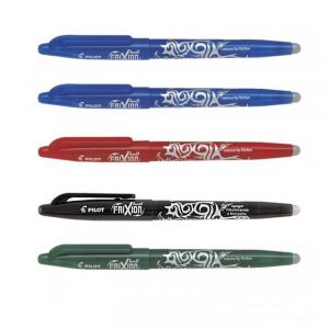 Lot de 5 stylos FriXion Ball pointe moyenne 0.7mm 2x bleu rouge noir vert Pilot