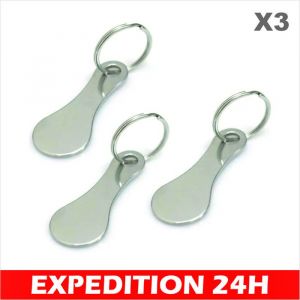 Lot de 3 Jeton pour Caddie de Courses - Extracteurs de Caddie en Acier Inoxydable Clés pour Caddie Universel Porte-clés