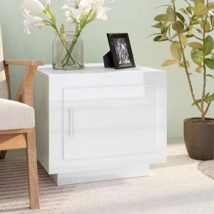 Meilleures Bout de canap&eacute;Table basse de salon - SHOP - Blanc brillant - 51x50x45cm - bois ding&eacute;nierie SSD91231998