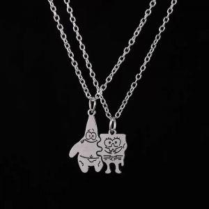 collier bob l&eacute;ponge bijoux fantaisie pendentif patrick lot de 2 sautoirs cadeau femme enfant tendance