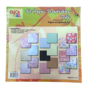 Papier - Pour scrapbooking - Thème bébé naissance - 24 feuilles - 305x305cm