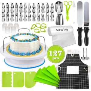 Plateau À GâteauxKit De Pâtisserie 127 Ustensiles De Plateau Présentoir À Gâteaux Tournant Pour Glaçage Et Déco Matériel De