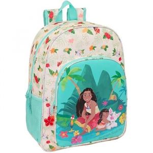 Sac à dos scolaire - SAFTA - VAIANA - Beige/Bleu - 33x14x42 cm - Adaptable au chariot