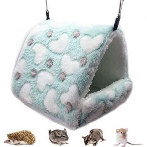 PT482377--Couchage Rongeur Peluche Petite Maison Hamster Hamac Jouet Lit Cabane pour Cochon dInde Lapin Chinchilla Furet Cyan M