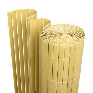 Ikodm Canisse en PVC pour le jardin Balcon ou terrasse Double face Occultant Cloture Bambou 80 x 500cm BRANDE