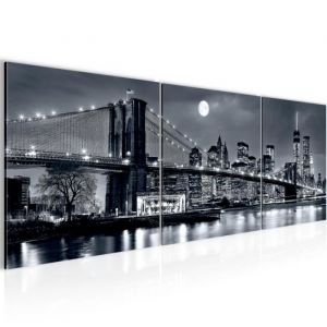 Runa art Tableau D&eacute;coration Murale La ville de New York 120x40 cm - 3 Panneaux Deco Toile Pr&ecirc;t &agrave; Accrocher 606733a