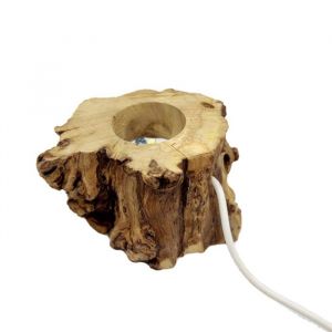 Lampe sur pied &agrave; base de boule de cristal lampe sculpt&eacute;e originale en racine de bois.