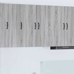 Moderne Meuble mural de cuisine - Meuble haut/Armoire suspendue 2 pcs Gris Sonoma 30 x 31 x 80 cm@FR(903513）