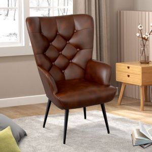 Fauteuil de salonFauteuil scandinave Fauteuil relax avec Accoudoir & DossierChaise Coiffeuse ConfortableMarron