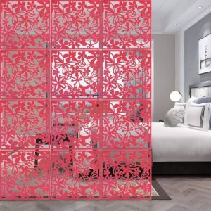 Set de 12 Cloison de S&eacute;paration &agrave; Salle Panneaux Suspendre Rideau S&eacute;parateur de Pi&egrave;ces pour Mur Paravent 40x40cmRouge