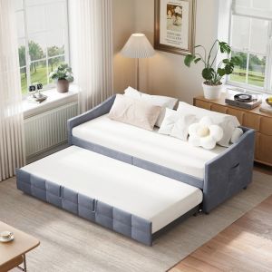 Canap&eacute; lit Convertible 2 Places 90x200 cm Lit Rembourr&eacute; avec sommier &agrave; Lattes Canap&eacute;-lit gigogne Extensible sans Matelas