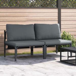 Canap&eacute; de jardin - VIDAXL - Banquette 2 pcs - Anthracite - Acier rev&ecirc;tu - Modulable 80 x 80 x 71 cm