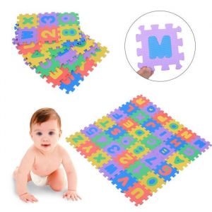 Puzzle Tapis de Jeu - FAFEICY - 36 Carr&eacute;s Color&eacute;s - Mousse EVA - Apprentissage Lettres et Chiffres