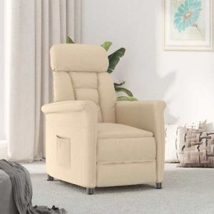 SARA@Fauteuil Relax Cr&egrave;me Cr&egrave;me 70.5x96.5x95 cm Tissu et m&eacute;tal - Fauteuil mixe 1 personne HO77582