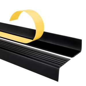 1m profilé d'escalier nez de marche adhésif antidérapant PVC noir ND, 40 x 25 mm