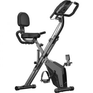 Vélo dAppartement Pliable - X Bike - Dossier avec bandes résistance pour les bras - 8 Niveaux Résistance Magnétique - Moniteur LCD
