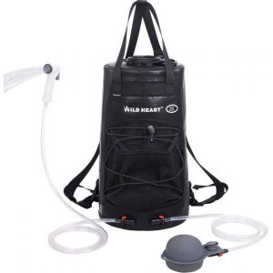 Douche Portable Solaire - Camping - 12L/22L - Pompe à Pied - Tuyau Flexible - Sac à Dos Intégré