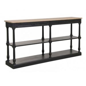 Table Drapier 2 Tiroirs - Bois - Noir - Interiors