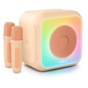 Enceinte karaok&eacute; lumineuse BIGBEN - P&ecirc;che - Bluetooth - 30W - 2 micros sans fil USB-C - &Eacute;galiseur - Batterie Li-on