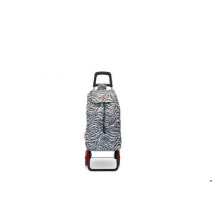 CADDIE - Chariot de course - 100% Polyester 600D - Capacité 50L - Pochettes zippées arrière et intérieur - 2 roues - Zèbre