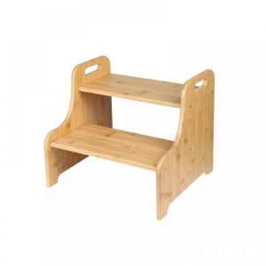 B.LIVEM Marchepied en bois Marchepied &agrave; Deux Marches pour Tout-petits avec Patins Antid&eacute;rapants et Poign&eacute;es de S&eacute;curit&eacute;