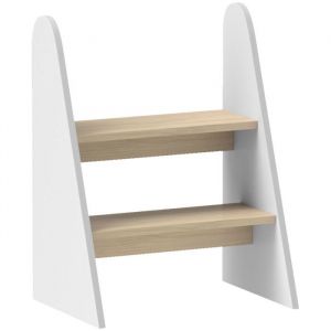 Marche pied enfant AIYAPLAY marchepied enfants escabeau 2 marches pour enfants 3 à 8 ans en bois charge max. 20 kg blanc