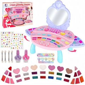 Maquillage Jouets pour filles 5 6 7 8 ans - Coffret Coiffeuse Beauté Lavable Non Toxique Jouet Filles Cadeau Anniversaire Noël