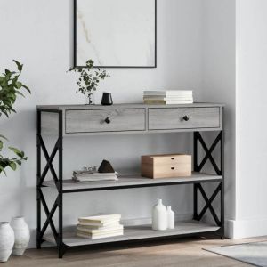 Table Console Sonoma Gris 100x28x75cm Bois Dingénierie Bout de Canape Bureau Extensible Commode Entree Couloir Buffet