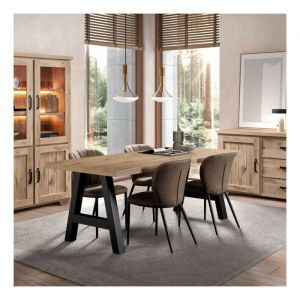 Table de repas rectangulaire Chêne - MASGOT - L 200 x l 100 x H 76 cm - 10 places - Campagne