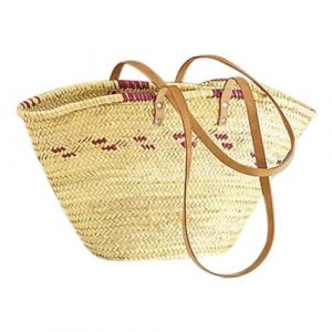 Couffin en palmier avec bandoulière en cuir