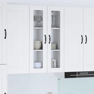 Moderne Meuble mural de cuisine - Meuble haut/Armoire suspendue Blanc brillant 60 x 31 x 100 cm@FR(611561）