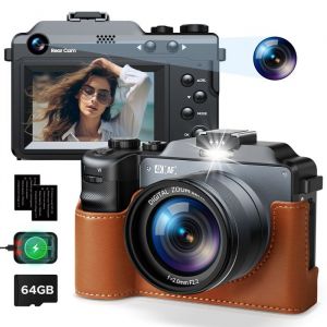 Appareil Photo Num&eacute;rique Compact 4K 64MP Campark Autofocus Cam&eacute;ra 3&Prime; Ecran LCD Micro SD Carte 64G Double Batterie