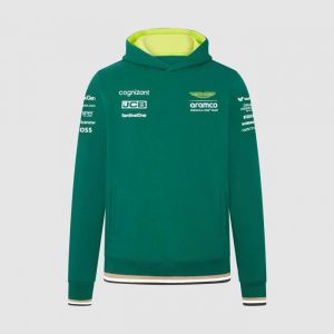Sweat &agrave; capuche pilote de l&eacute;quipe Aston Martin Officiel Formule 1 Homme Vert