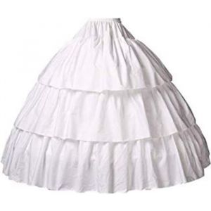 Jupon sous Robe Fille Petticoat Rockabilly Coton pour Enfant Cérémonie Soirée Mariage Princesse 3-4 Cerceaux Blanc Ivoire 1-16 Ans